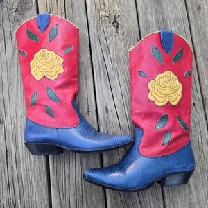 RARE Vintage 90s Nine West "Yellow Rose of Texas" Cowboy Boots - Size 8.5